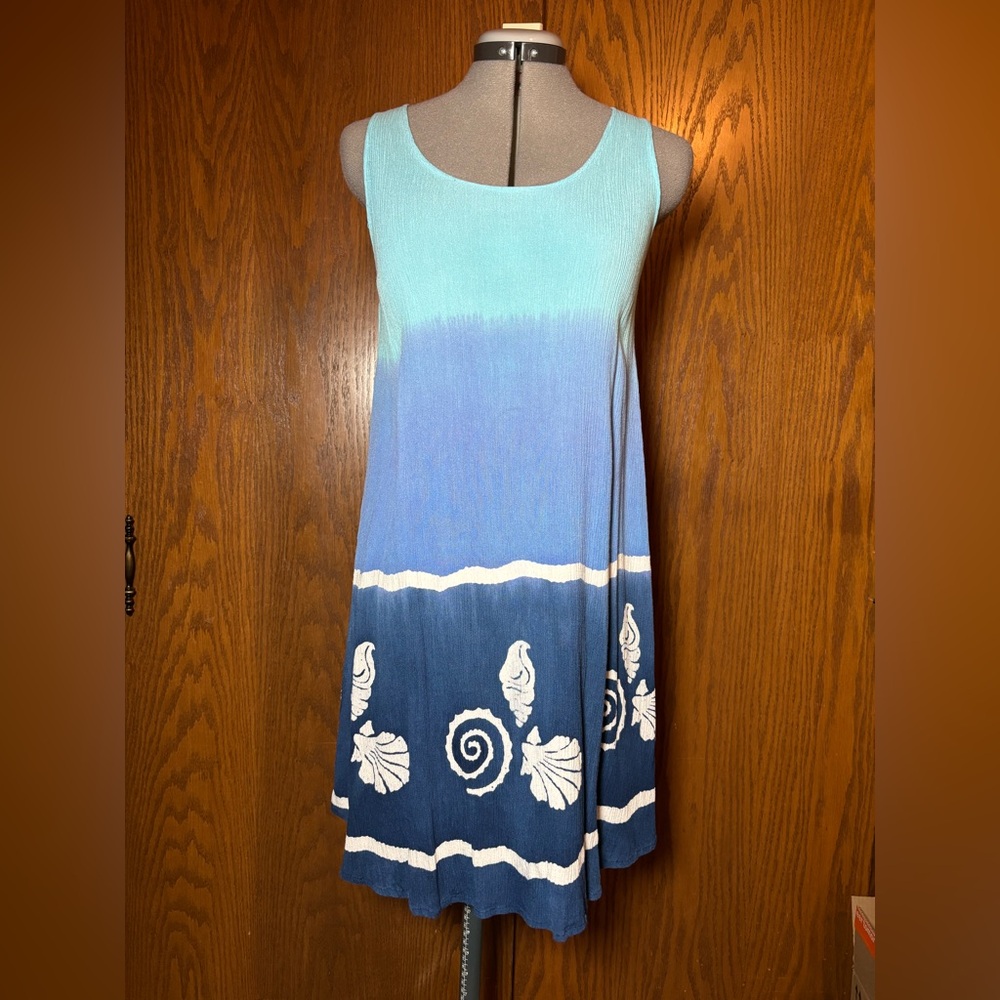 Pineapple Moon Nautical Blue A-Line Skirt with Seashell Design. Small/Medium
